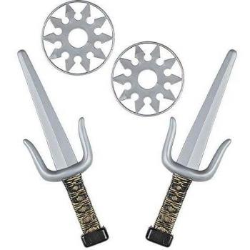 Mottoparty-Waffe Set Ninja – 2 Sai, 2 Shuriken