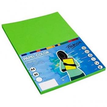 Fabrisa papel din a4 80gr 1 paquete de 100 hojas color verde fuerte