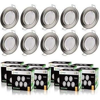 SPOTS LED 7W DIMMABLE SANS VARIATEUR 40 UNITÉS BLANC CHAUD ALU BROSSE