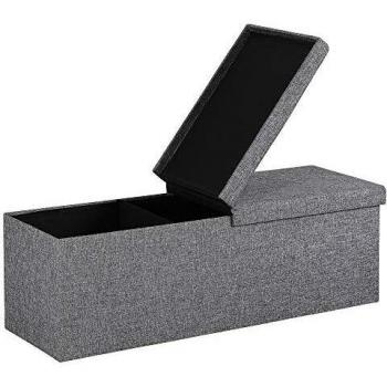 Compact Dark Grey Storage Bench with Folding Lid