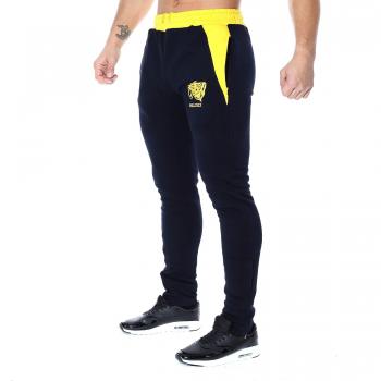 SMILODOX Herren Jogginghose Slim Fit, Blau/Gelb, Größe XL