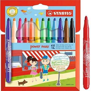 Set di 12 Pennarelli Stabilo Power Max con punta XL e colori variati