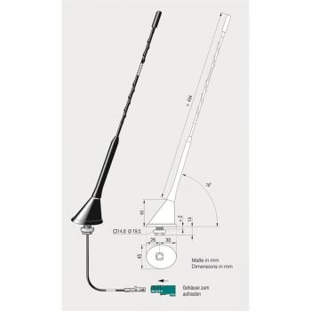 ATTB Passive Flexantenne (Stab 44 cm), UKW, DAB+, Fakra-F