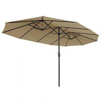 SONGMICS Doppel-Gartenschirm, 460 x 270 cm, mit Kurbel, taupe