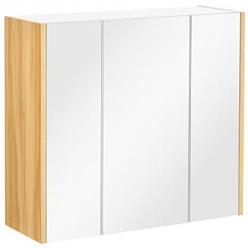 Kleankin Armoire à miroir murale de salle de bain style contemporain 3 portes 4 étagères réglables 68 x 22 x 60 cm blanc