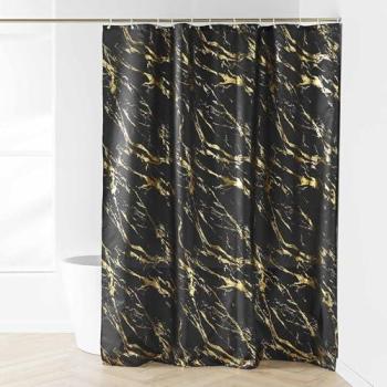 Rideau de Douche Design Aquamarbre Noir/Or 180 x 200 cm