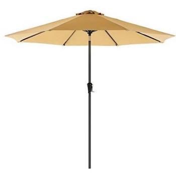 SONGMICS Sonnenschirm, Ø 270 cm, Gartenschirm, UV-Schutz bis UPF 50+, knickbar, mit Kurbel, Taupe