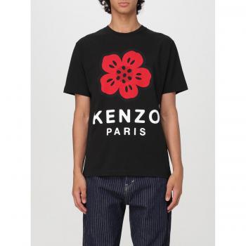 Kenzo Grafik-T-Shirt mit rotem Blumenmuster, schwarz, S