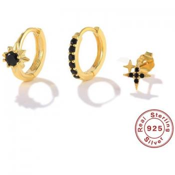 CANNER Black Zircon Star Huggies Earrings for Women