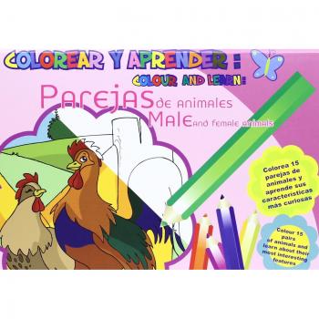 Colorear y aprender // Colour and learn: Parejas de animales // Male and female