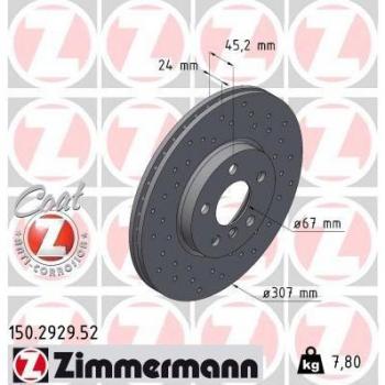 Zimmermann Disco Freno BMW MINI 150.2929.52 (Codici: 34106891079, 34116799351, 34116860957)