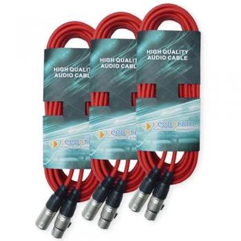 Keepdrum 3-pol XLR DMX Kabel Rot 10m 3 Stück