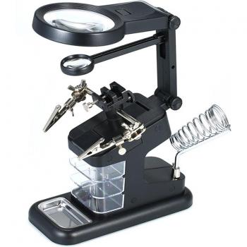 Soporte de Soldadura USB con Lupa LED 3X-25X
