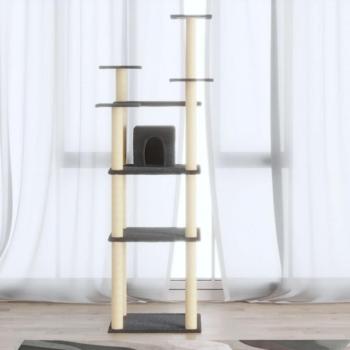 Albero per Gatti 171 cm con Tiragraffi in Sisal Grigio Scuro