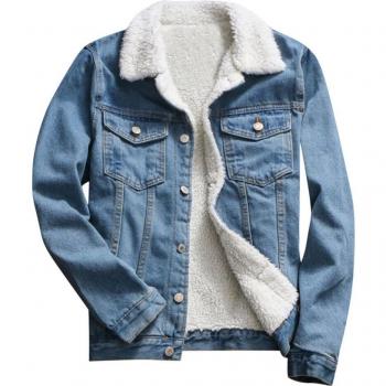 Women's Winter Denim Jacket, Long Sleeve, Vintage Style