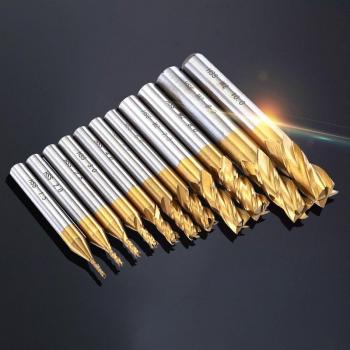 Titanium HSS 4-Flute End Mill Set for CNC Wood and Steel