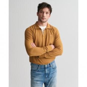 Gant Lange Mouw Polo Heren Beige