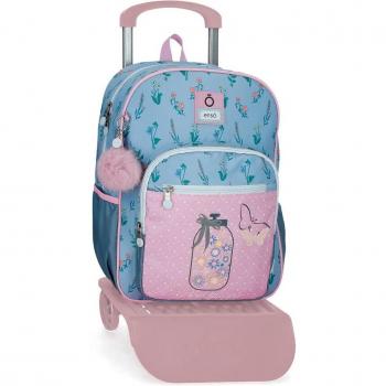Mochila Escolar en Poliéster Rosa Enso “Love Flowers”