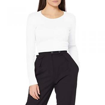 United Colors Of Benetton Damen Bluse Langarm Basic Weiß Regular Fit