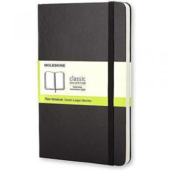 Carnet Moleskine Grand Format à Pages Blanches, Couverture Rigide Noire