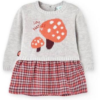 BOBOLI Strickkleid für Mädchen mit langen Ärmeln Pilze grau-rot-mehrfarbig Größe 68