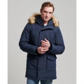 Superdry Parka Acolchada para Hombre con Ribete de Pelo Sintético Extraíble