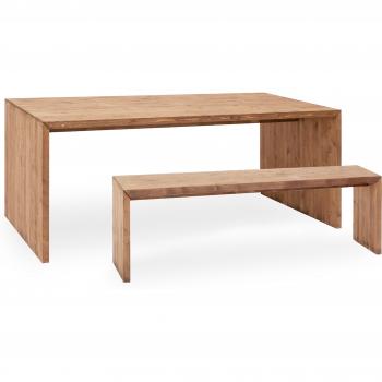 Kit de Mesa y Banco Envejecido Decowood: 200×75 cm + 165×45 cm, acabado roble