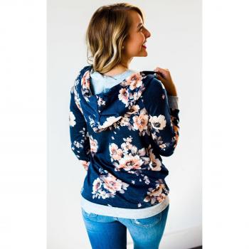 Angashion Damen Blumenmuster Hoodie Langarm Pullover