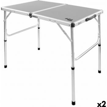 Table de Pique-Nique Pliante Aktive Gris 90x70x60 cm (2 Pièces)