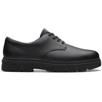 Schulschuhe Clarks Black Wide Fit – Leder-Lorcam-Loop, EU 39,5 (UK 6G)