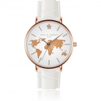 Vacaciones Amelia Parker Reloj Blanco con Detalle de Croco
