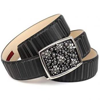 Modischer Jeansgürtel ANTHONI CROWN, schwarz, Leder