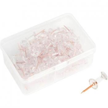 100 pièces de broches à dessin transparentes or rose pour fournitures scolaires J78A