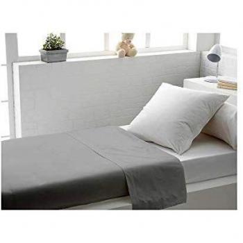 Drap plat gris 180 x 290 cm en polycoton