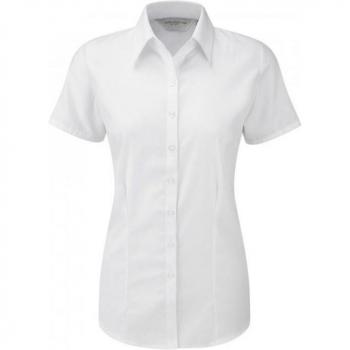 Russell Collection Dames Visgraat Shirt – Kort, Licht en Comfortabel (Wit)