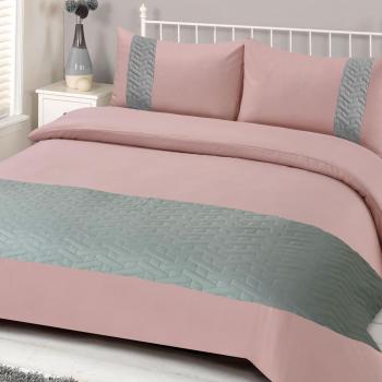 Brentfords Pinsonic Duvet Cover Bedding Set, Blush Pink
