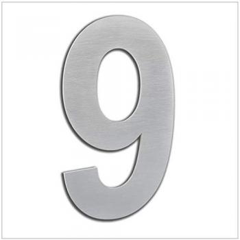 Numero Domestico Esterno 16 cm Acciaio Inox AISI 304 Installazione Adesiva (Numero 9)