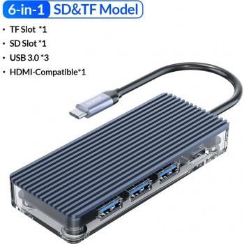 ORICO USB C Multiport Adapter with HDMI, PD, RJ45, and Card Reader for MacBook Pro