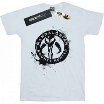 Star Wars Dames The Mandalorian Bounty Hunter Splatter Skull T-shirt L wit