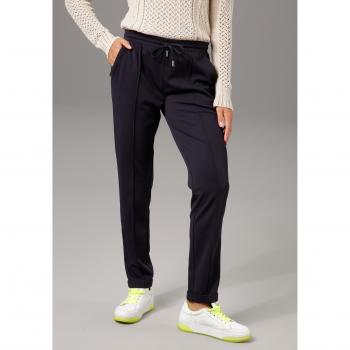 Aniston Slim Fit Jersey‑Hose – Marine Blau, Größe 48, Damen