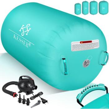 Rouleau de fitness AirTrack – Kit complet avec sac et pompe électrique, couleur vert menthe 100 × 60 cm