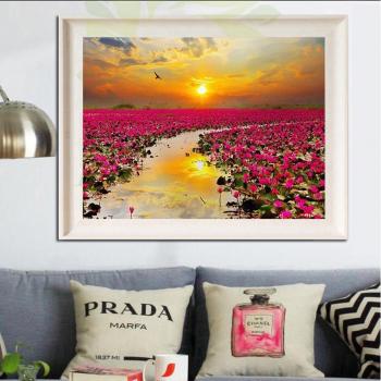 Scène Florale en Diamants Ronds 20x30cm