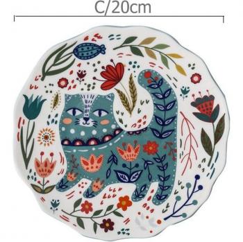 Colorful 8 Inch Cat Plate