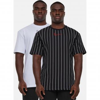Karl Kani Herren 2er-Pack Pinstripe & Essentials T-Shirts XXL schwarz-weiß