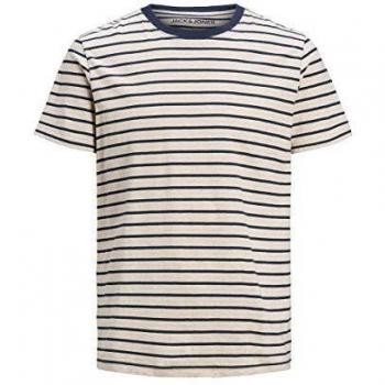 Camiseta Jack & Jones Jjestriped de manga corta, Multicolor (White Melange), M para Hombre