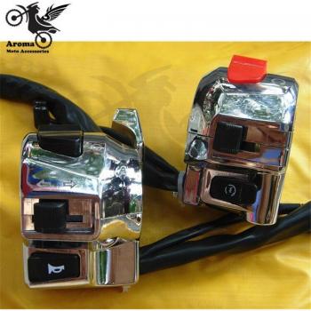22MM Chrome Silver Headlight Turn Signal Horn Switch for Motorbikes