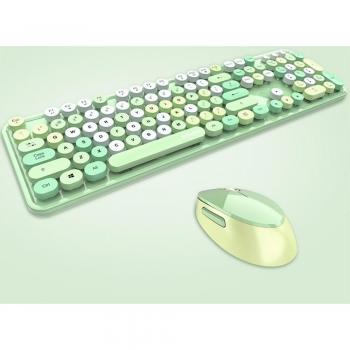 Wireless Keyboard Mouse 2-in-1 Multicolor 1600DPI USB for Home Office