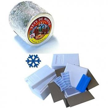 Tete de Moine Käse Schweiz AOP Classic 850 g – Girolle Kühlen & Verpacken (Kühlbox, Styropor, Kühlakku)