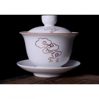 Three Talents High White Porcelain Gaiwan