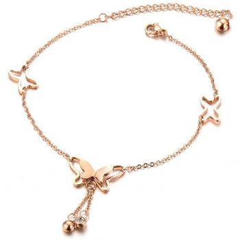 Bracelet de cheville USTAR pour femmes, papillon en acier inoxydable et zircons cubiques